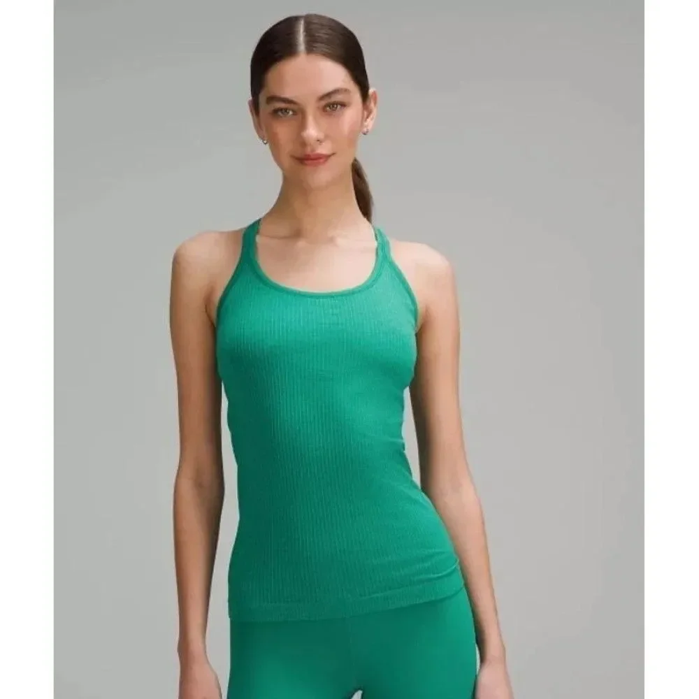 LULULEMON Women's Ebb to Street bright green racerback ribbed tank top - size 10
